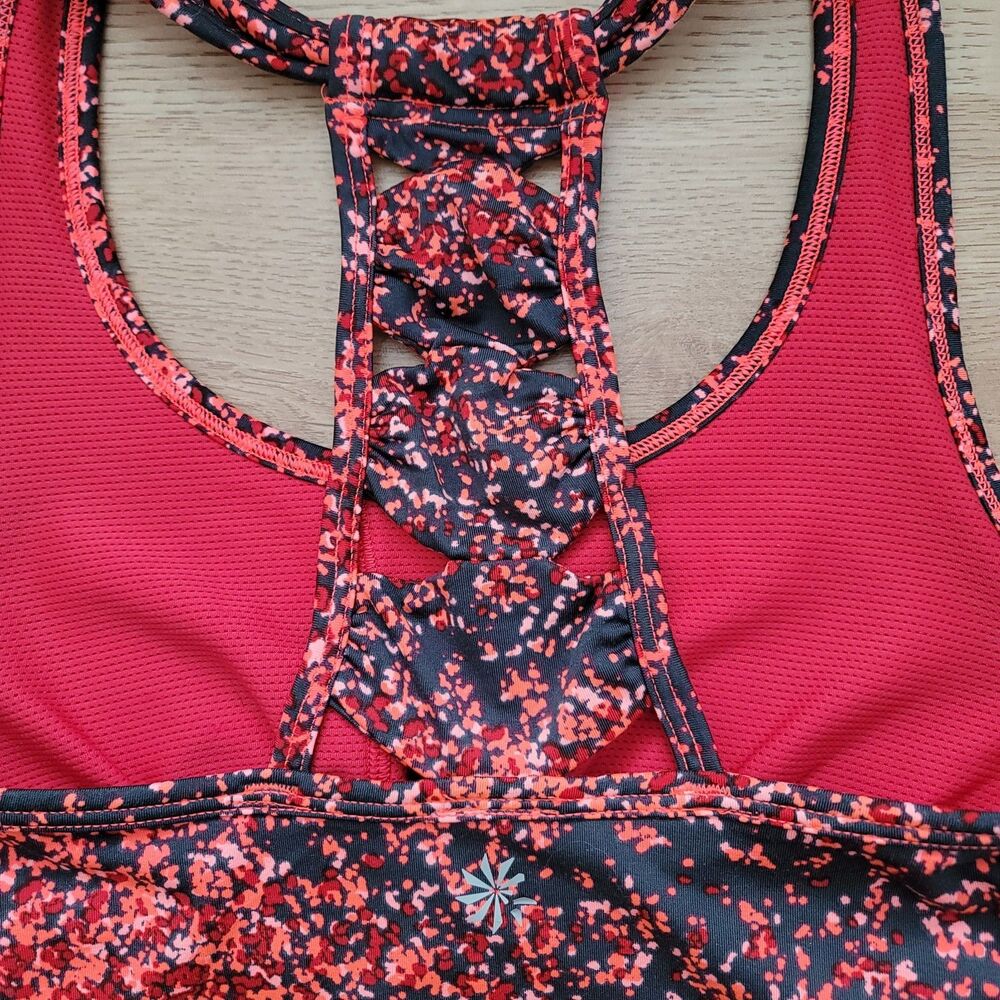 Athleta Racerback Tank Top with Built‑In Bra XXS Pink/Red Speckle - Picture 7 of 9